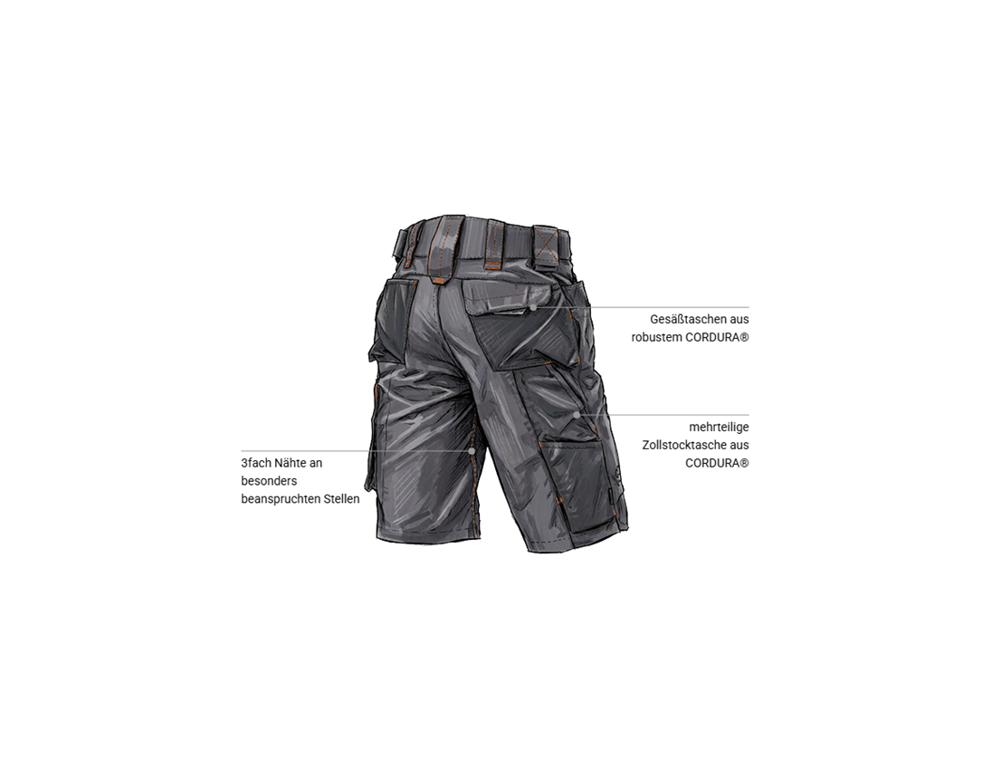 Bekleidung: Short e.s.motion 2020 + anthrazit/warnorange 2
