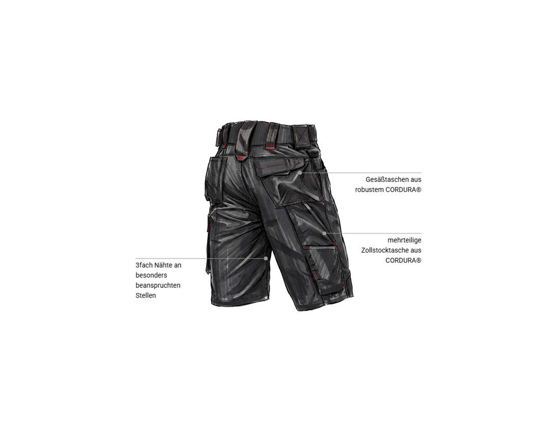Bekleidung: Short e.s.motion 2020 + graphit/feuerrot 2