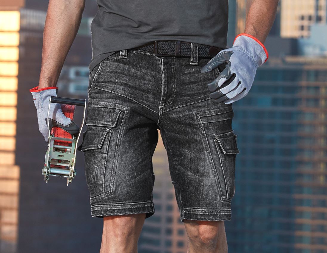 Themen: e.s. Cargo Worker-Jeans-Short POWERdenim + blackwashed
