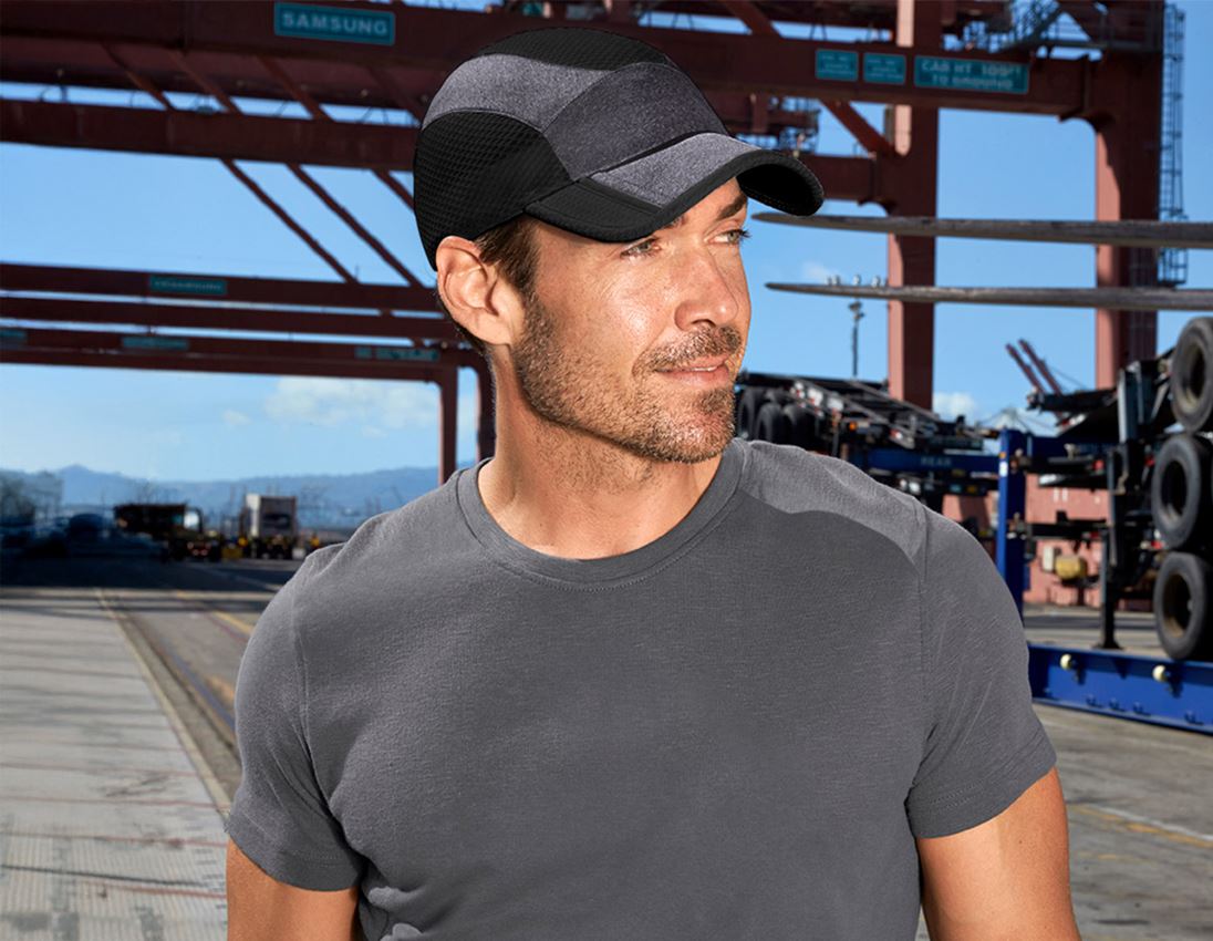 Accessoires: e.s. Funktions-Cap Comfort fit + schwarz/schwarz-melange