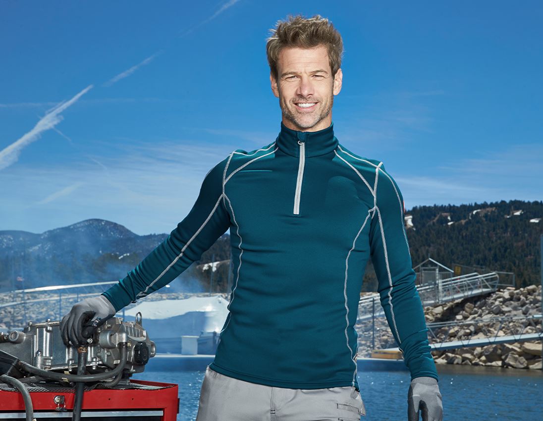 Shirts & Co.: Funkt.-Troyer thermo stretch e.s.motion 2020 + seeblau/platin