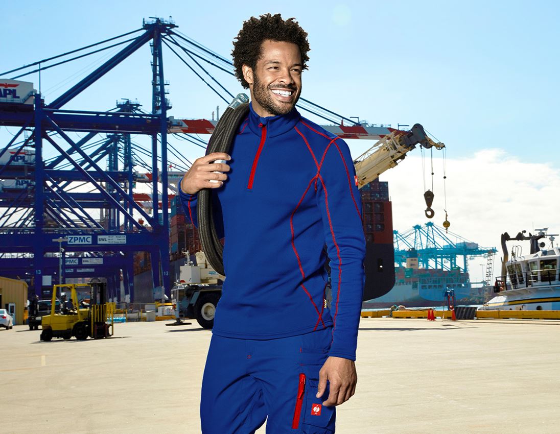 Shirts & Co.: Funkt.-Troyer thermo stretch e.s.motion 2020 + kornblau/feuerrot 1