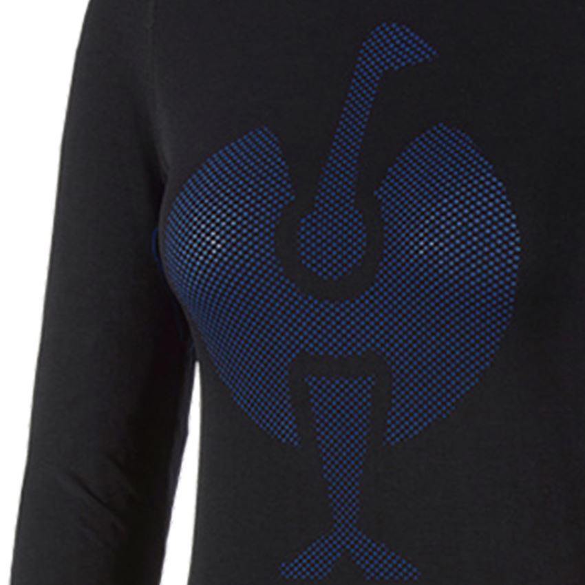 Funktionsunterwäsche: e.s. Funktions-Longsleeve seamless - warm, Damen + schwarz/enzianblau 2