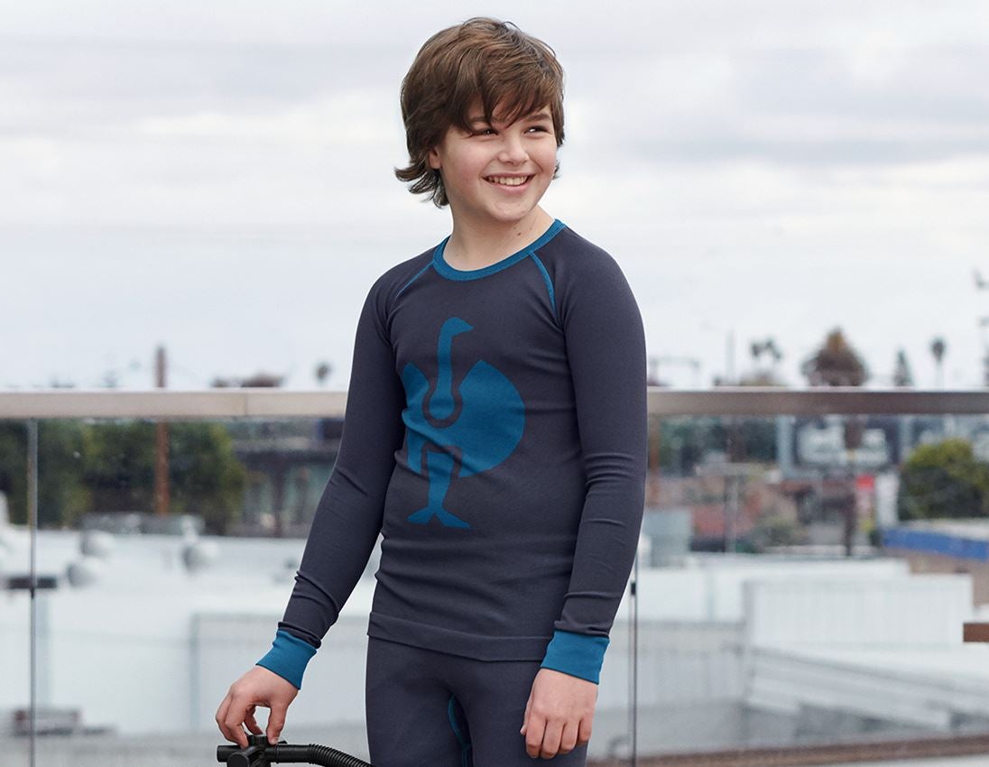 Funktionsunterwäsche: e.s. Funktions Longsleeve seamless - warm, Kinder + dunkelblau