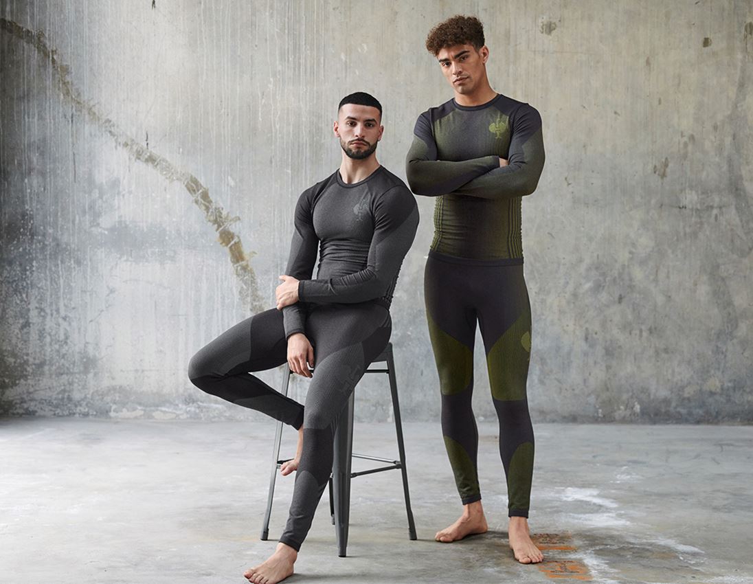 Unterwäsche | Thermokleidung: Funktions-Longsleeve e.s.trail seamless - warm + schwarz/acidgelb 3