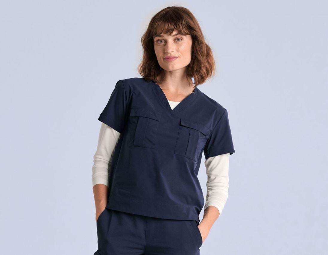 Bekleidung: Double-Pocket Shirt e.s.avida, Damen + dunkelblau