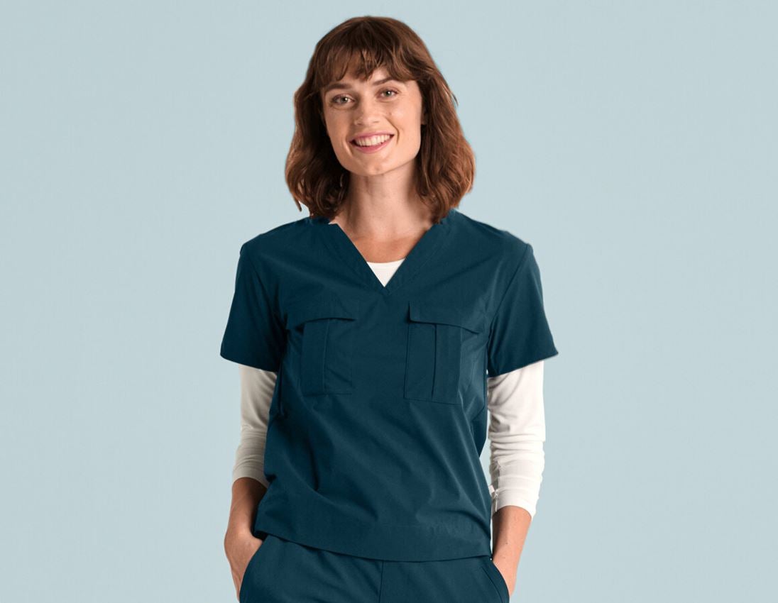 Bekleidung: Double-Pocket Shirt e.s.avida, Damen + seeblau