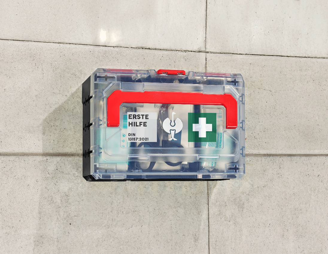 Arbeitsschutz: STRAUSSbox Betriebsverbandskasten DIN 13157+Halter