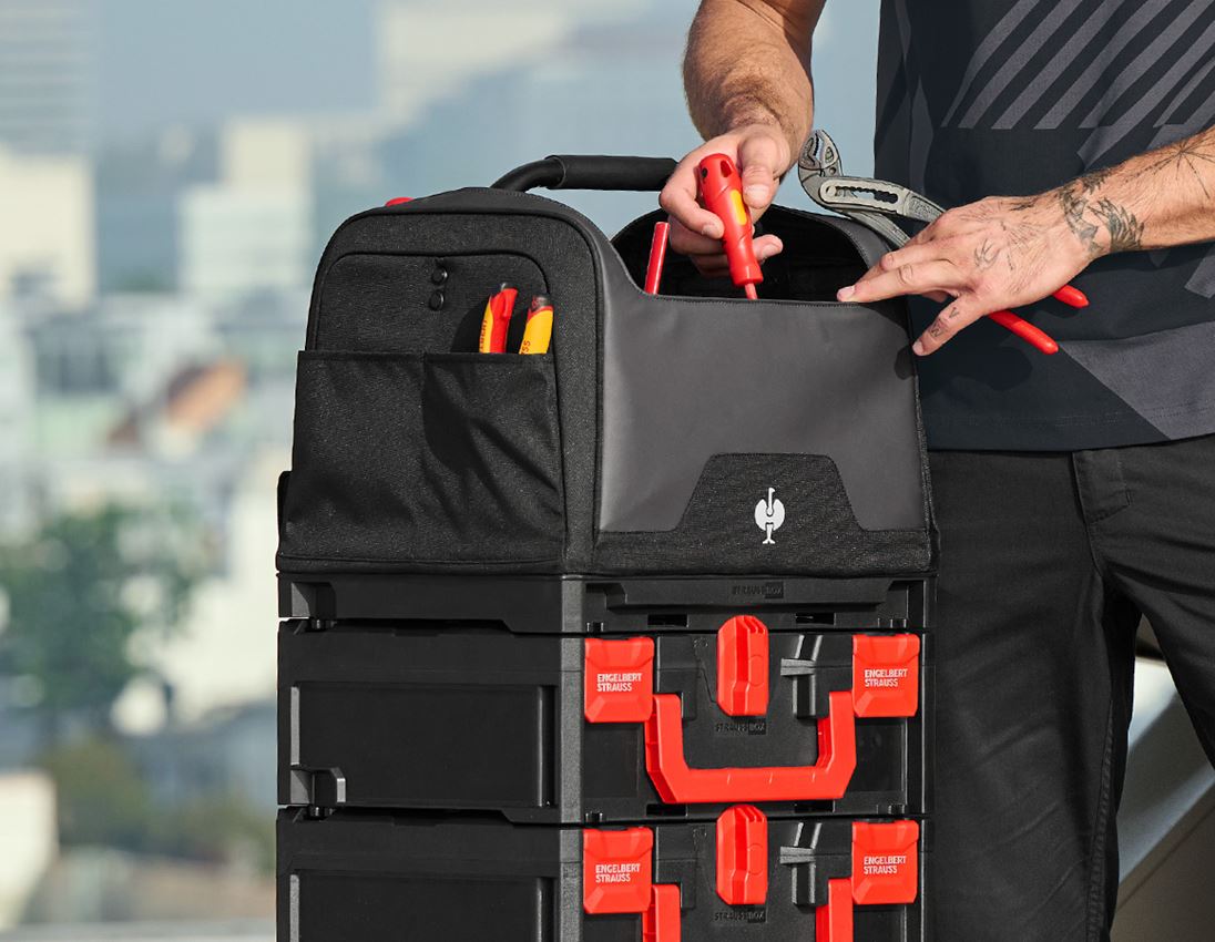 STRAUSSbox System: Werkzeug-Set + STRAUSSbox Werkzeugtasche offen + schwarz 4