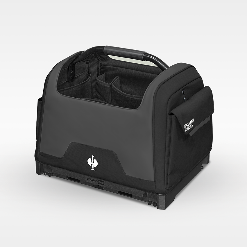 STRAUSSbox System: Werkzeug-Set + STRAUSSbox Werkzeugtasche offen + schwarz 2