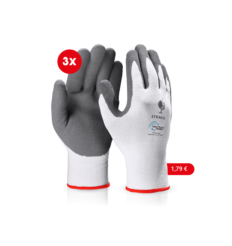 Arbeitsschutz: e.s. Nitrilschaum-Handschuhe recycled, 3 Paar + anthrazit/weiß