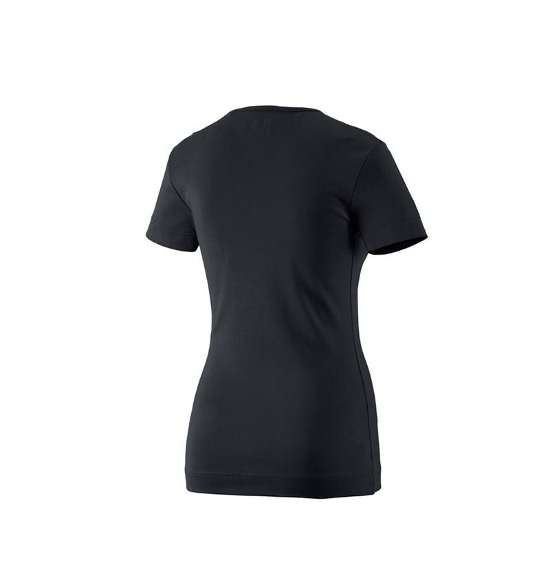 Shirts & Co.: e.s. T-Shirt cotton V-Neck, Damen + schwarz 2
