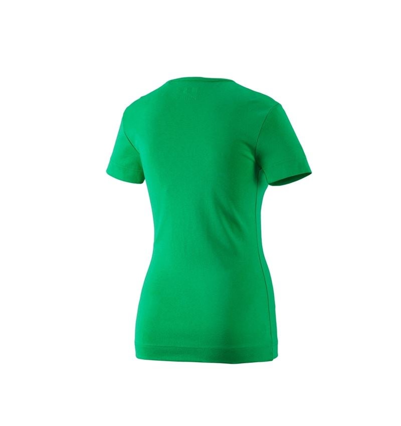 Shirts & Co.: e.s. T-Shirt cotton V-Neck, Damen + grasgrün 1