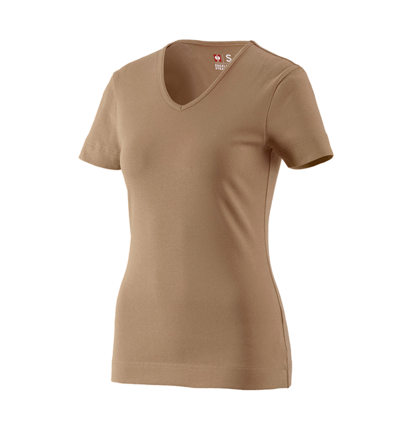 Shirts & Co.: e.s. T-Shirt cotton V-Neck, Damen + khaki
