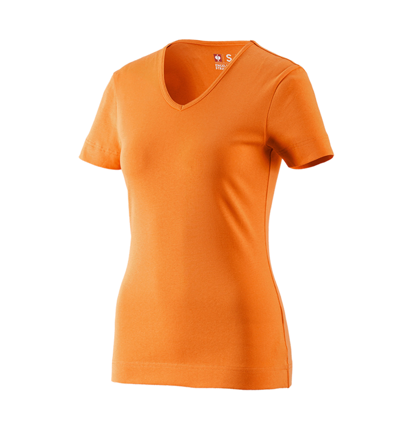 Shirts & Co.: e.s. T-Shirt cotton V-Neck, Damen + orange 2