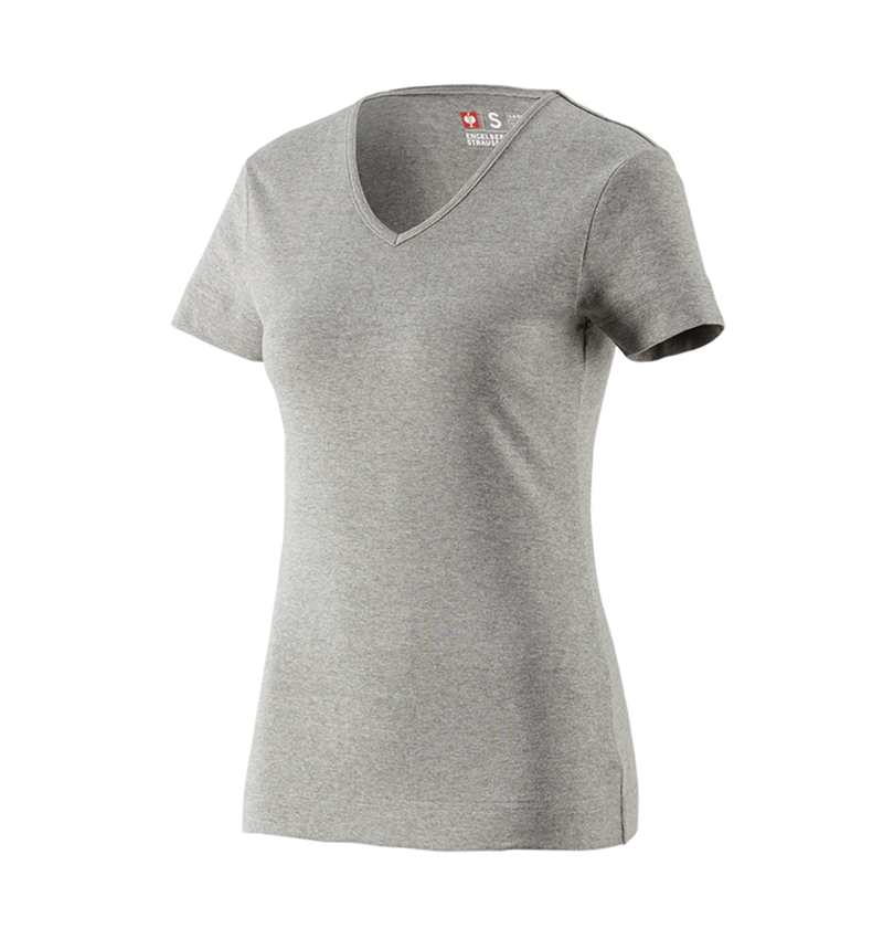 Shirts & Co.: e.s. T-Shirt cotton V-Neck, Damen + graumeliert