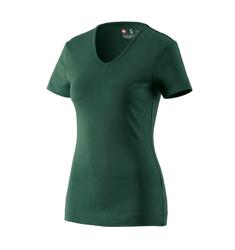 Shirts & Co.: e.s. T-Shirt cotton V-Neck, Damen + grün 2