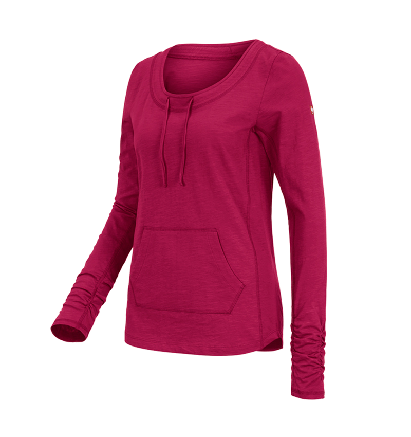 Shirts & Co.: e.s. Longsleeve cotton slub, Damen + beere
