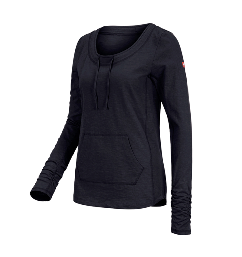 Shirts & Co.: e.s. Longsleeve cotton slub, Damen + dunkelblau