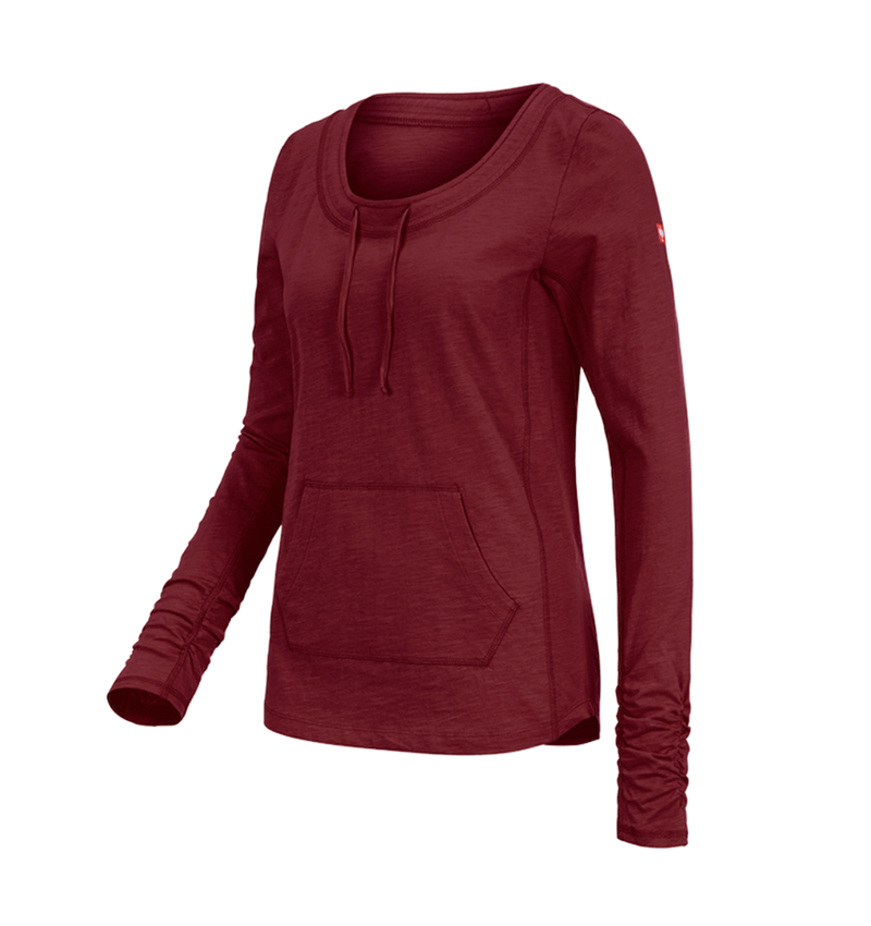 Shirts & Co.: e.s. Longsleeve cotton slub, Damen + rubin
