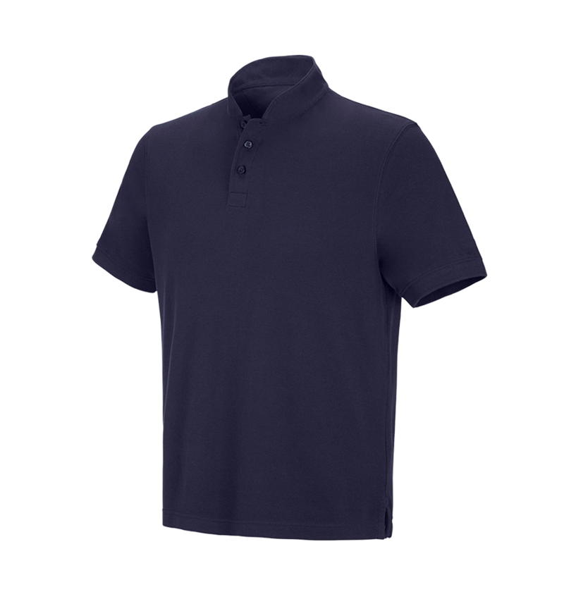 Shirts & Co.: e.s. Polo-Shirt cotton Mandarin + dunkelblau 3