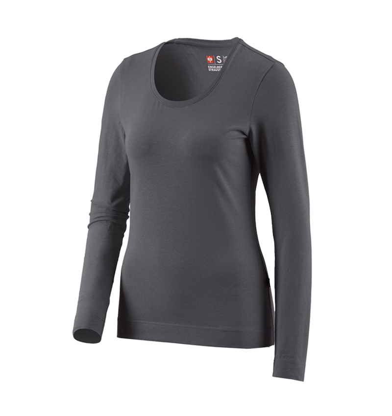 Shirts & Co.: e.s. Longsleeve cotton stretch, Damen + anthrazit 2