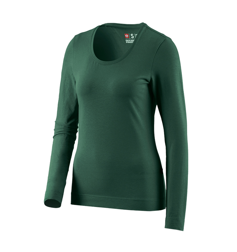 Shirts & Co.: e.s. Longsleeve cotton stretch, Damen + grün