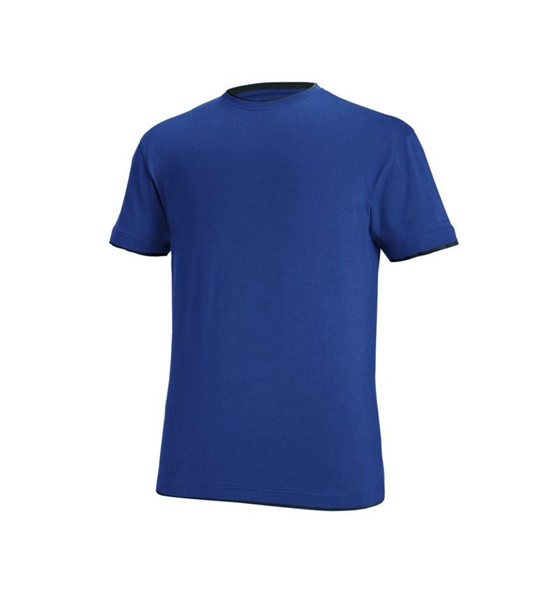 Shirts & Co.: e.s. T-Shirt cotton stretch Layer + kornblau/schwarz 2
