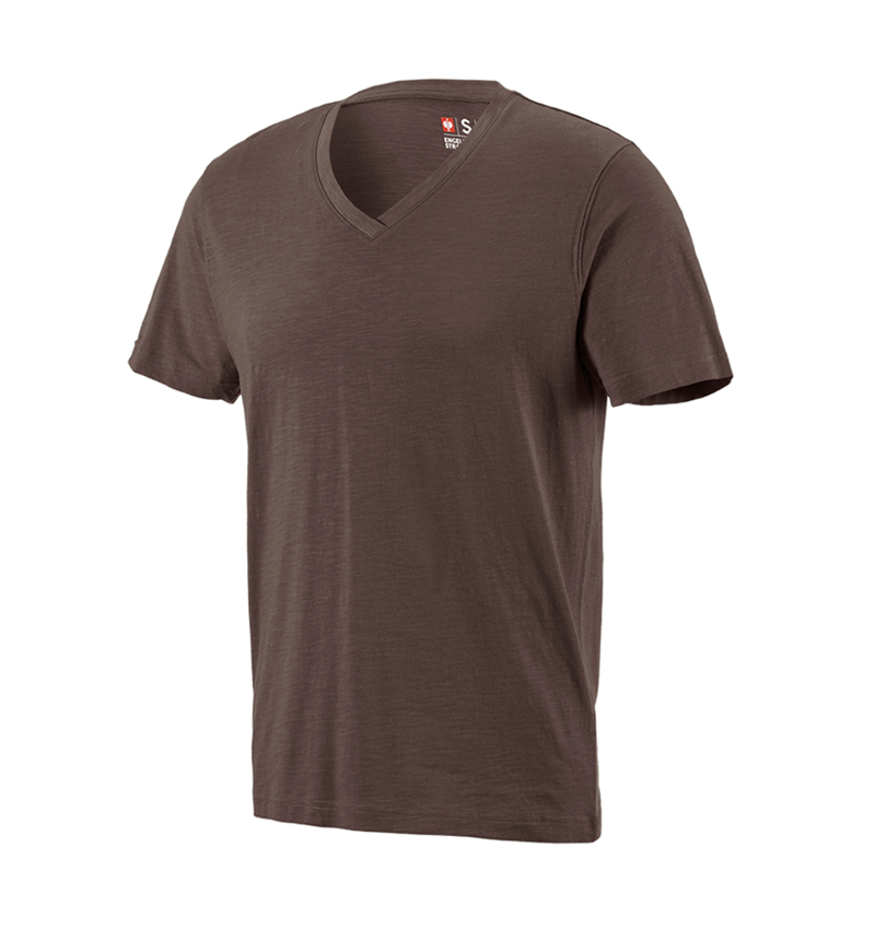 Shirts & Co.: e.s. T-Shirt cotton slub V-Neck + kastanie 2