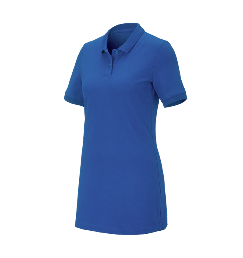 Shirts & Co.: e.s. Piqué-Polo cotton stretch, Damen, long fit + enzianblau 2