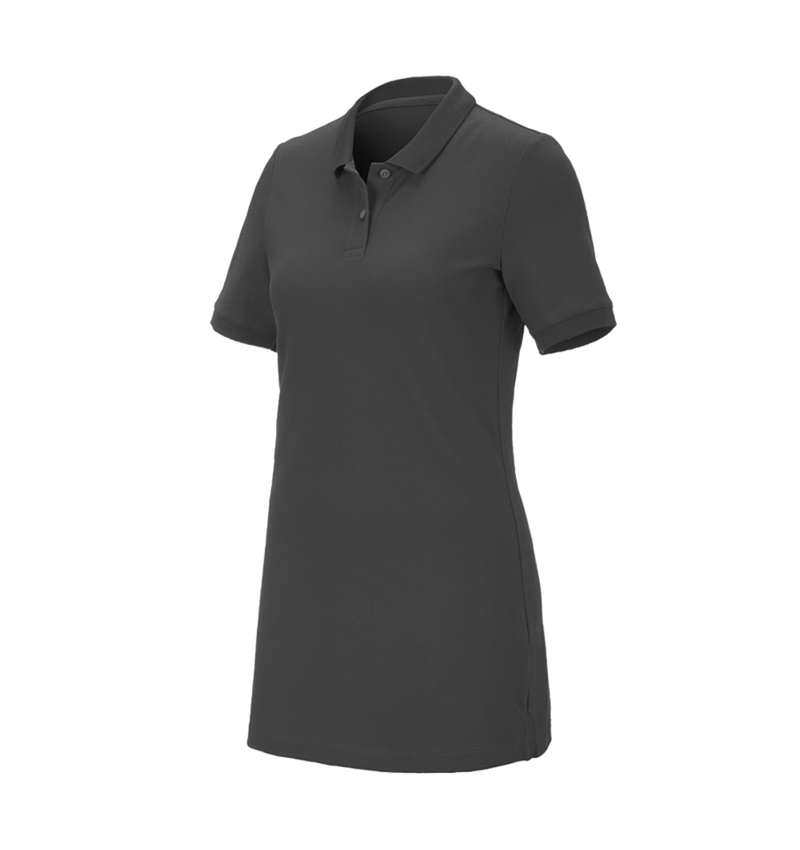 Shirts & Co.: e.s. Piqué-Polo cotton stretch, Damen, long fit + anthrazit 2