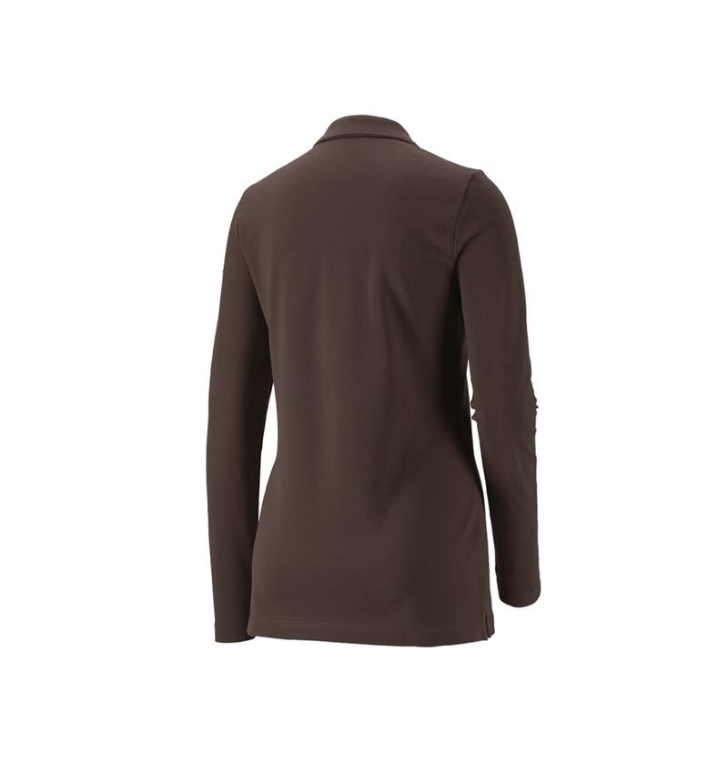 Shirts & Co.: e.s. Piqué-Polo Longsleeve cotton stretch,Damen + kastanie 4