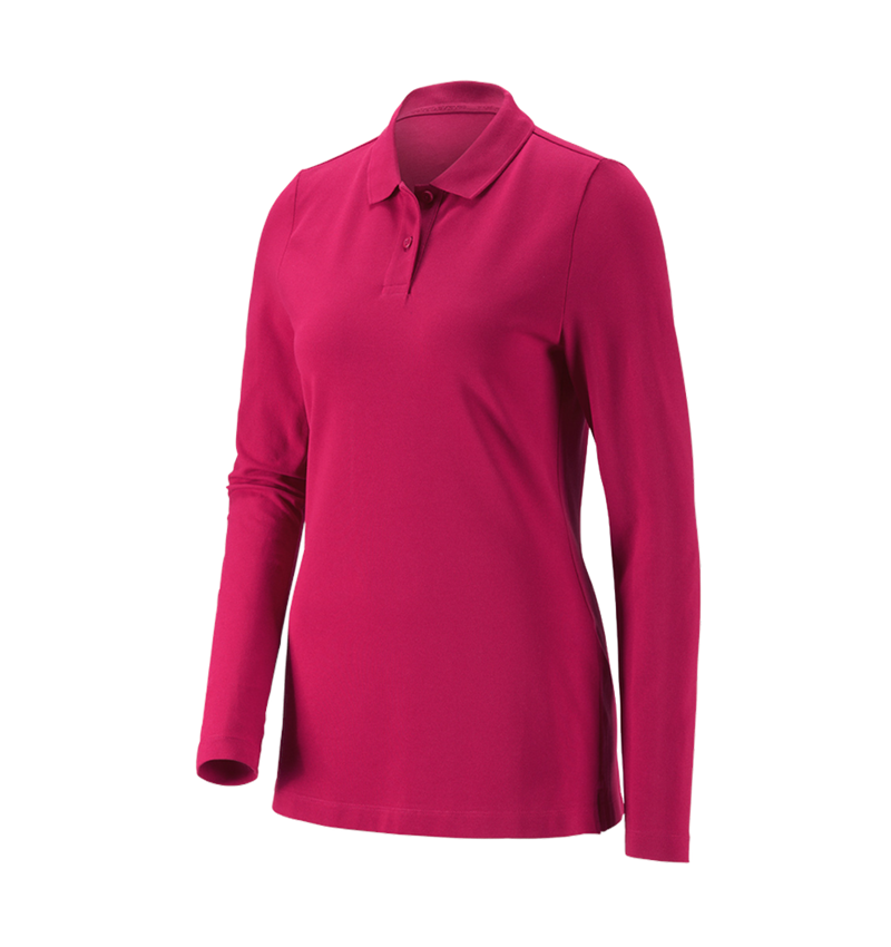 Shirts & Co.: e.s. Piqué-Polo Longsleeve cotton stretch,Damen + beere 2