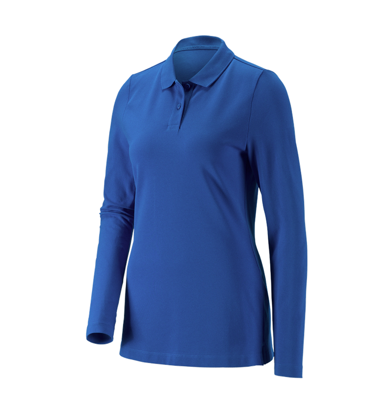 Shirts & Co.: e.s. Piqué-Polo Longsleeve cotton stretch,Damen + enzianblau 2