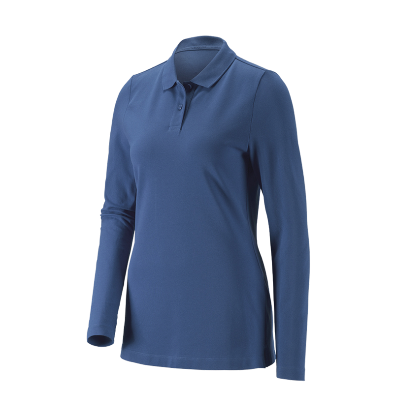 Shirts & Co.: e.s. Piqué-Polo Longsleeve cotton stretch,Damen + kobalt 3