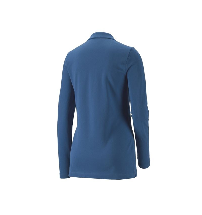 Shirts & Co.: e.s. Piqué-Polo Longsleeve cotton stretch,Damen + kobalt 4