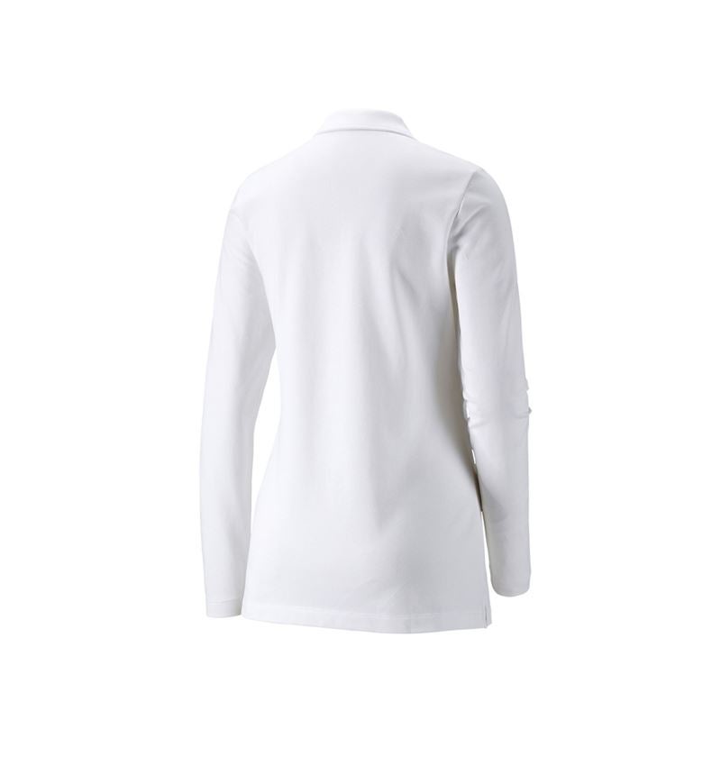 Shirts & Co.: e.s. Piqué-Polo Longsleeve cotton stretch,Damen + weiß 1
