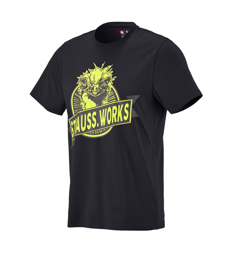 Shirts & Co.: e.s. T-Shirt strauss works + schwarz/warngelb