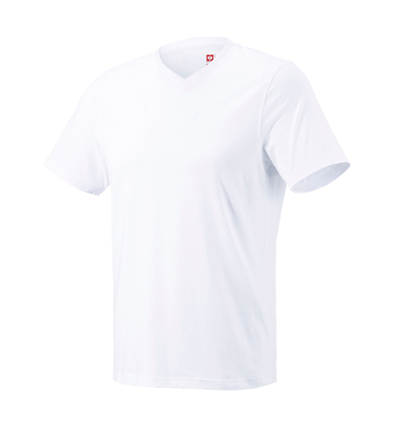 Shirts & Co.: e.s. T-Shirt cotton V-Neck + weiß 1