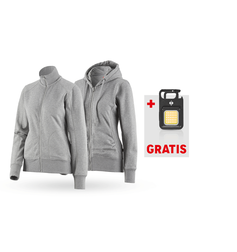 Bekleidung: SET: Sweatjacke + Hoody-Sweatjacke poly cotton, D. + graumeliert
