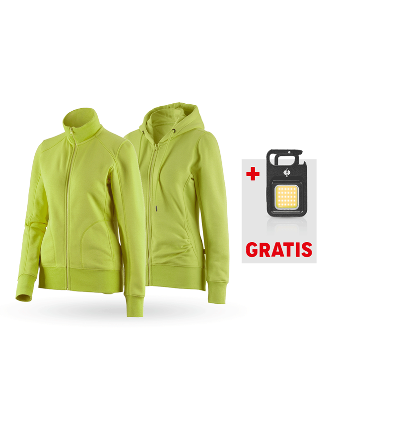 Bekleidung: SET: Sweatjacke + Hoody-Sweatjacke poly cotton, D. + maigrün