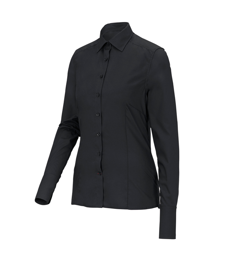 Shirts & Co.: Business Bluse e.s.comfort, langarm + schwarz 2