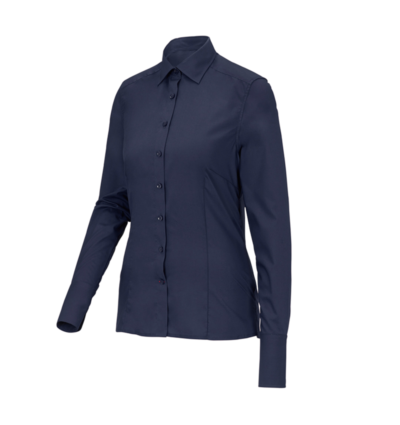 Shirts & Co.: Business Bluse e.s.comfort, langarm + dunkelblau