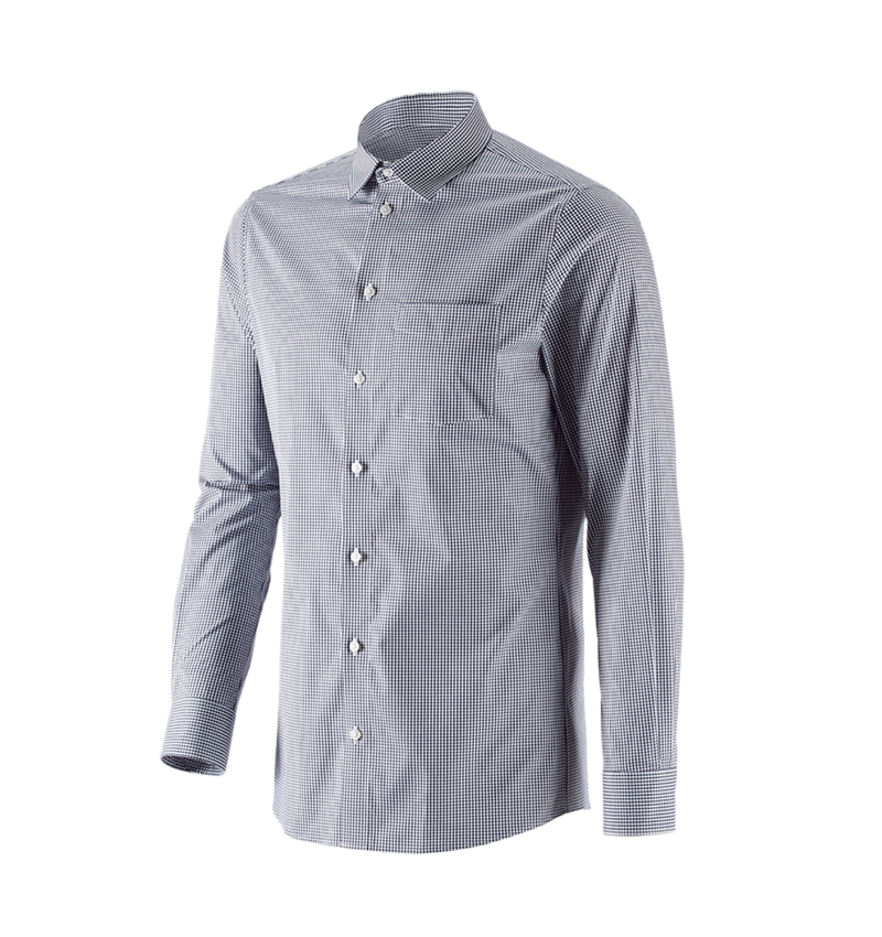 Shirts & Co.: e.s. Business Hemd cotton stretch, slim fit + dunkelblau kariert 2