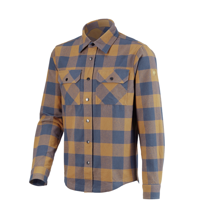 Shirts & Co.: Karohemd e.s.iconic + mandelbraun/oxidblau 5