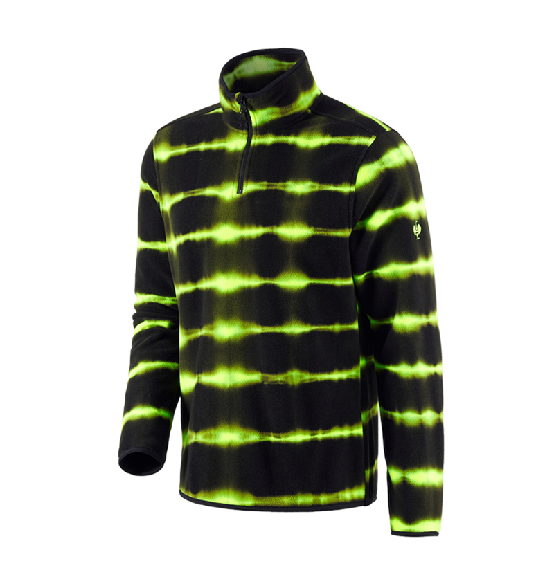 Shirts & Co.: Fleece Troyer tie-dye e.s.motion ten + schwarz/warngelb 2