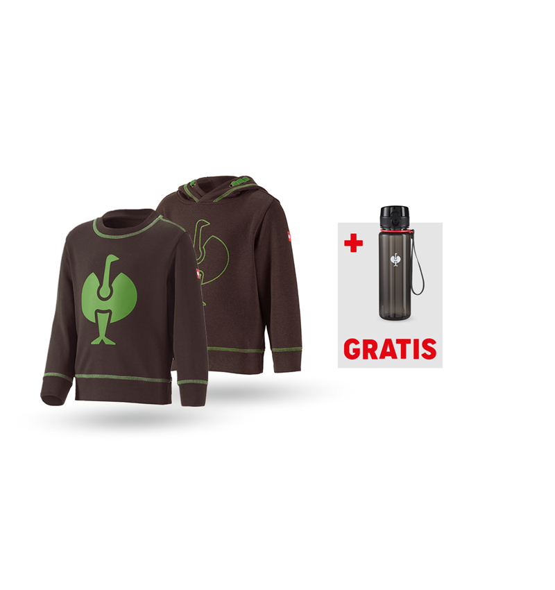 Shirts & Co.: SET: Hoody + Sweatshirt e.s.motion 2020, Kinder + kastanie/seegrün