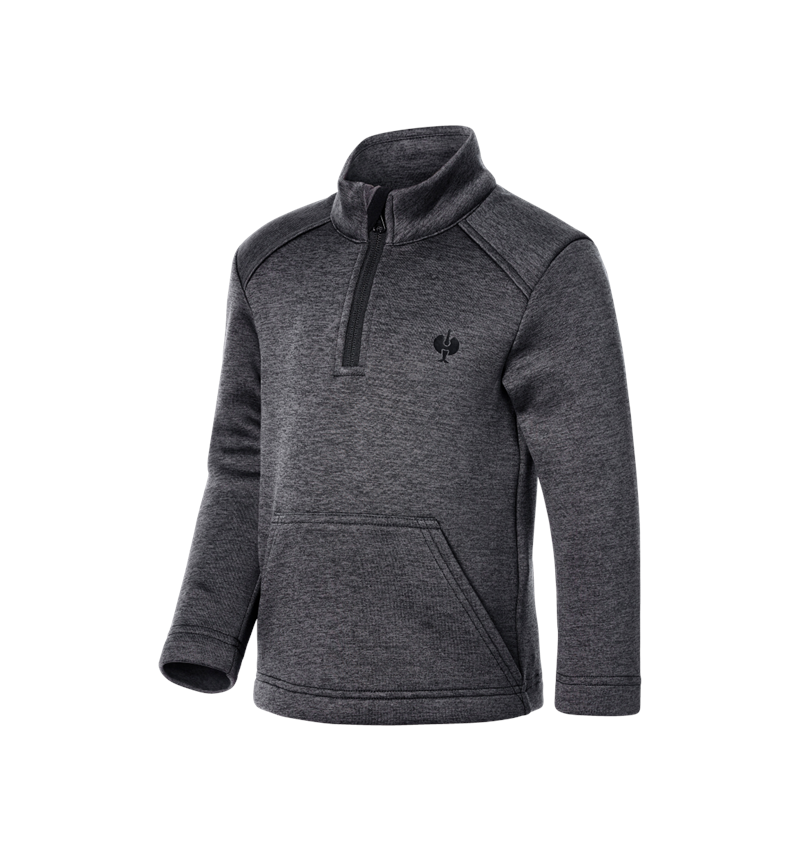 Shirts & Co.: Troyer thermo stretch e.s.trail, Kinder + schwarz melange 2