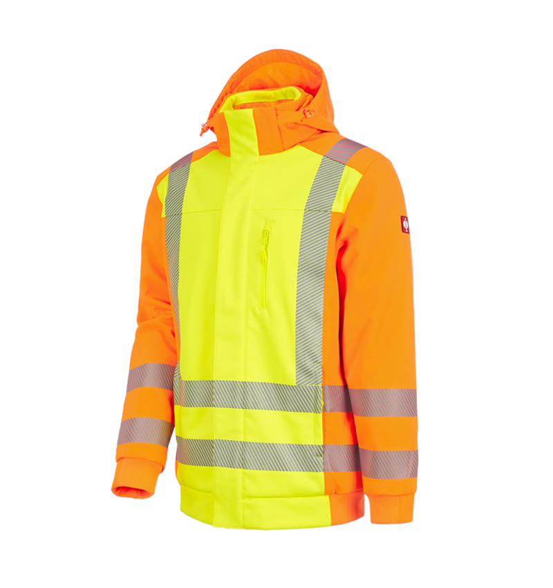 Kälte: Warnsch. Winter Softshelljacke e.s.motion 2020 + warngelb/warnorange 2