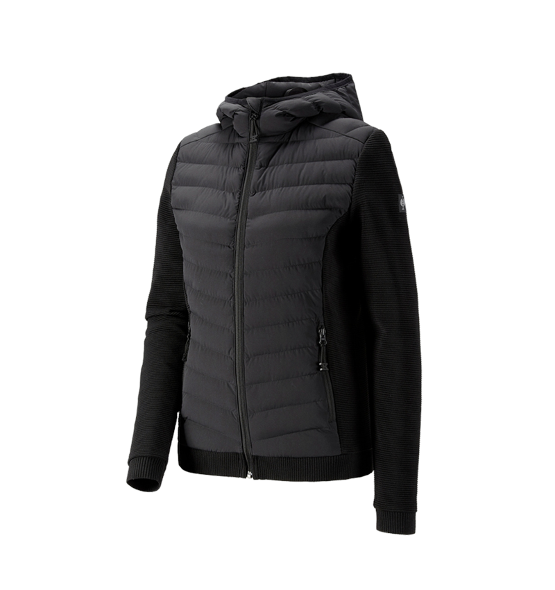 Themen: Hybrid Kapuzenstrickjacke e.s.motion ten, Damen + schwarz 1